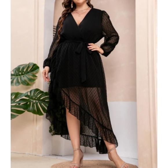 LAST PACK size luxe ruffle hem wrap belted dress - Picture 5 of 7